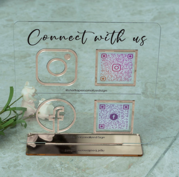 Personalized Instagram Facebook QR Code Sign Business Social Media Sign