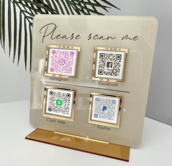 Personalized 4 QR Code Sign Business Payment & Social Media Sign